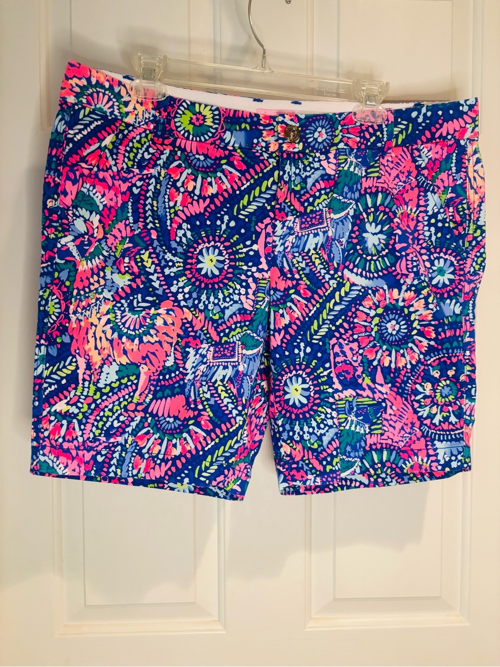Lilly Pulitzer Navy Floral Paisley Shorts with Pink Accents